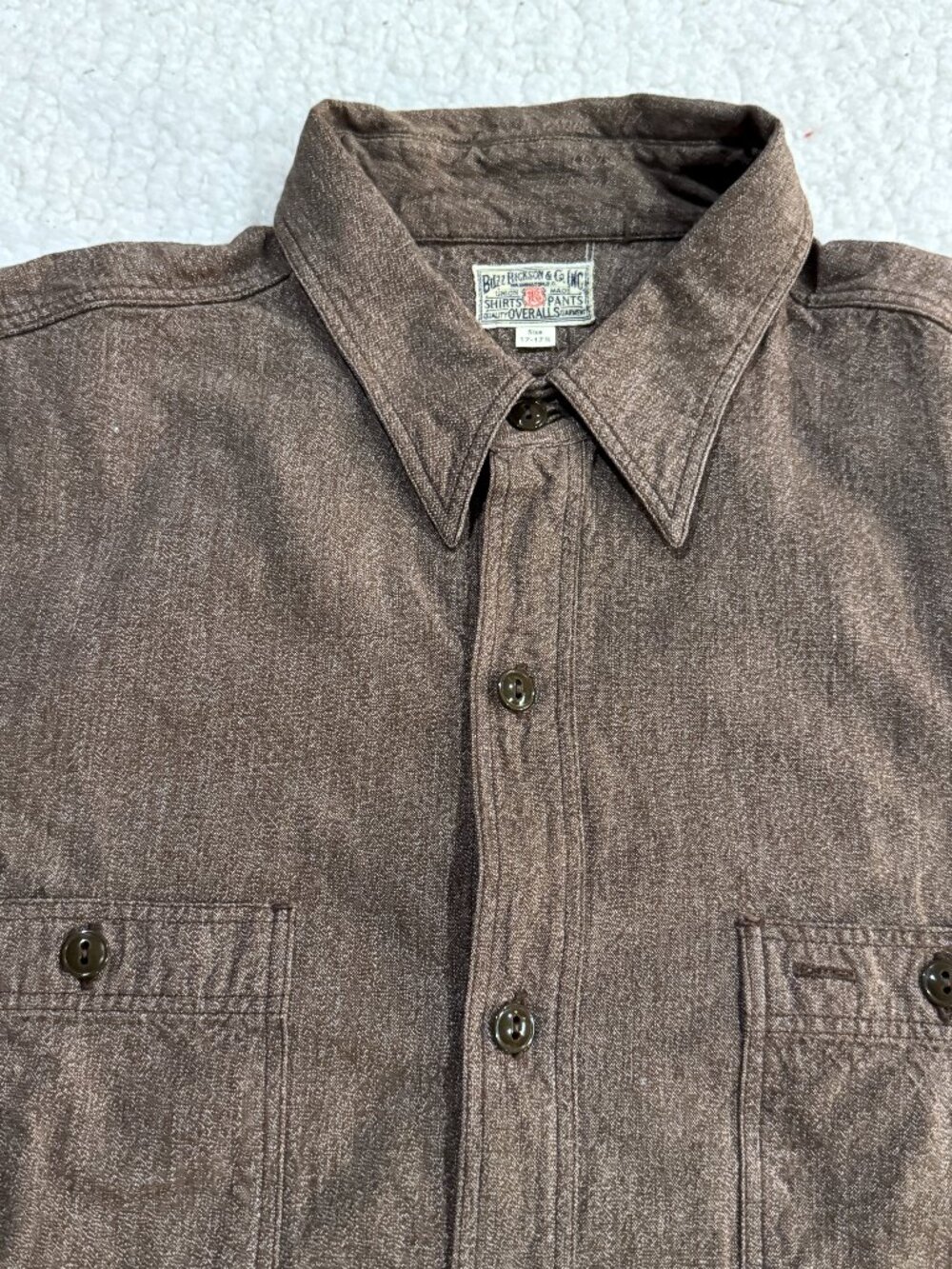 Buzz Rickson's Brown Cotton Covert Work Shirt BR26082 Size 17-17.5 XL